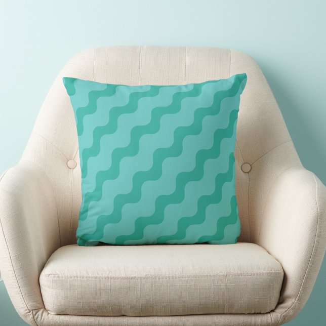 Almofada Travesseiro Decorativo com Listras Onduladas Verde (Criador carregado)