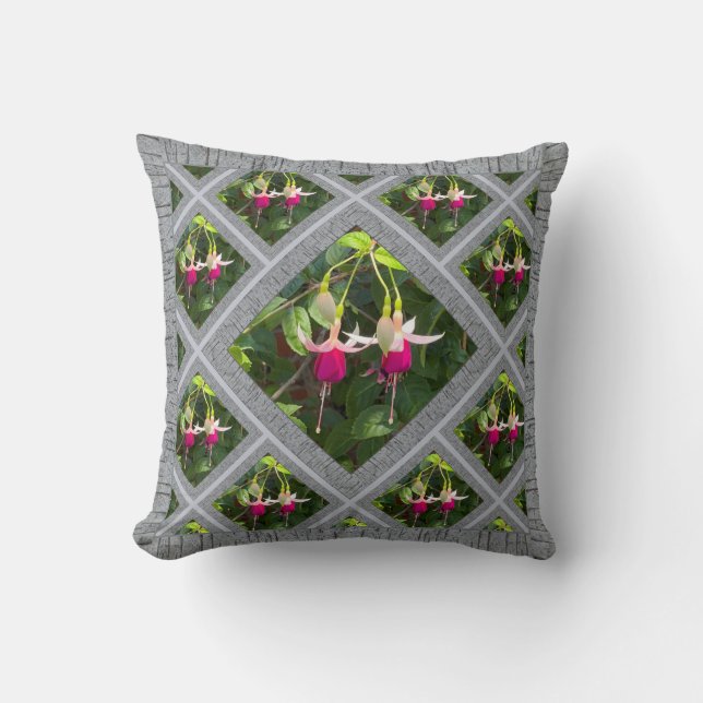 Almofada Travesseiro decorativo com Magenta Fuchsias (Frente)