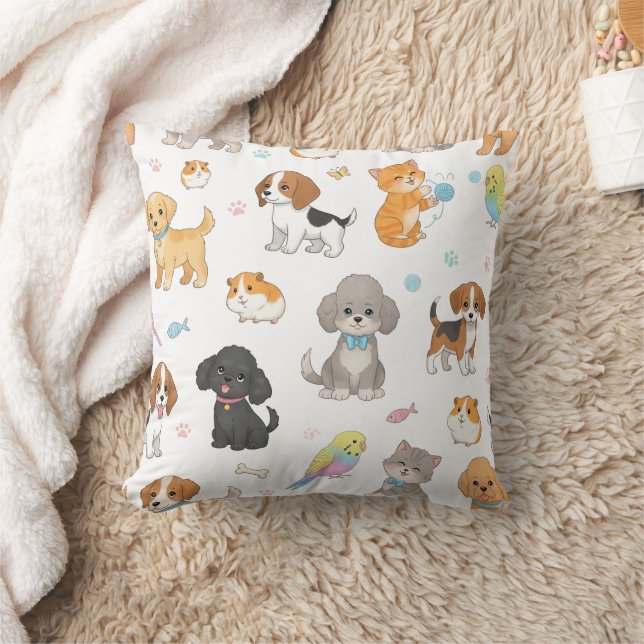 Almofada Travesseiro Decorativo com Padrão de Animais Fofos (Cobertor)