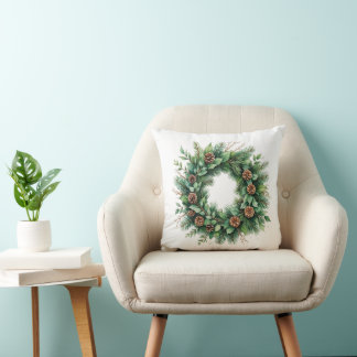 Almofada Travesseiro decorativo com Pine Wreath e Cones Ill