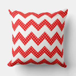 Almofada Travesseiro Decorativo com Pontos Vermelhos e Bran