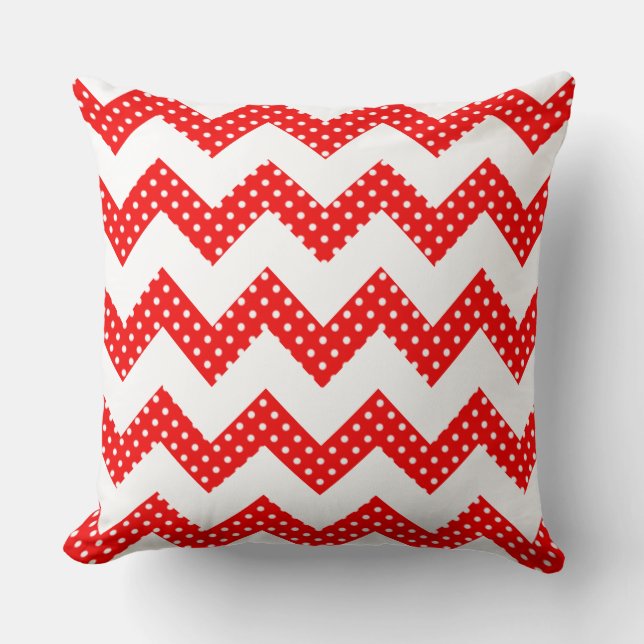 Almofada Travesseiro Decorativo com Pontos Vermelhos e Bran (Frente)