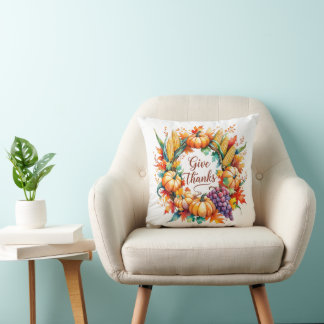 Almofada Travesseiro decorativo com Pumpkin e Corn Wreath