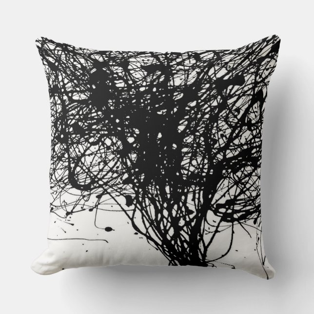 Almofada Travesseiro Decorativo com Tinta Preta Branco Resf (Frente)