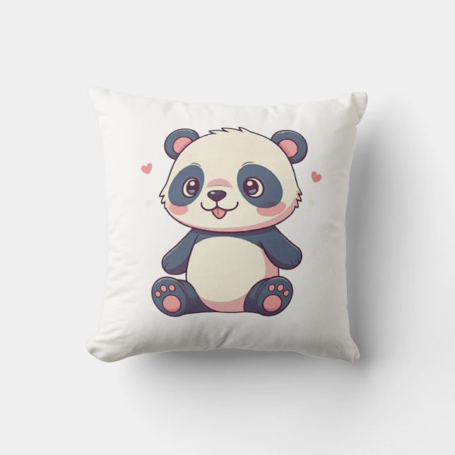 Almofada travesseiro decorativo com um bebê doce panda desi (Frente)