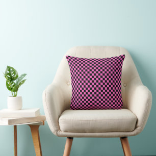 Almofada Travesseiro decorativo cor-de-rosa com verificação