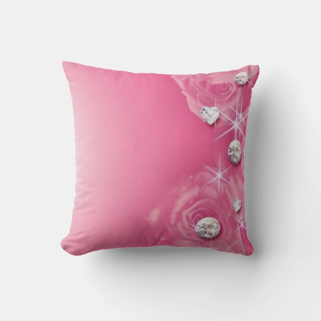 Almofada Travesseiro decorativo cor-de-rosa dos diamantes (Frente)