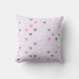 Almofada Travesseiro Decorativo Coração Pastel Rosa e Bege