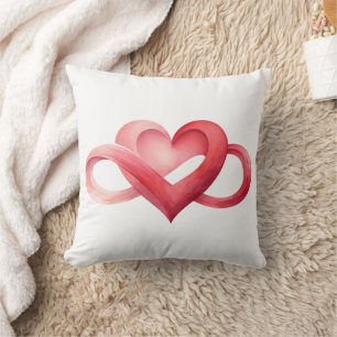 Almofada Travesseiro Decorativo Coração Rosa Infinito Aquar