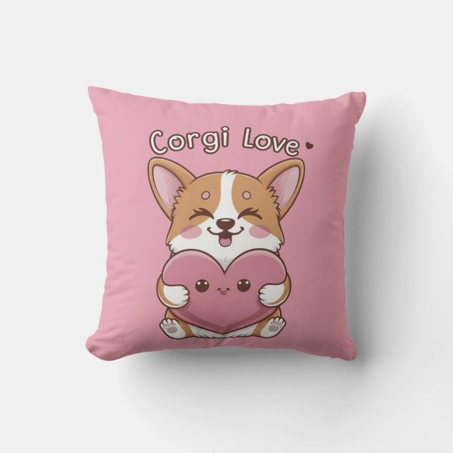 Almofada Travesseiro decorativo Corgi Love (Frente)