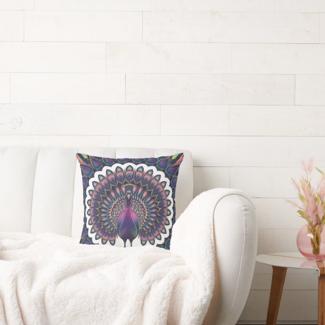Almofada Travesseiro decorativo Cosmic Peacock Mandala (Sofá)