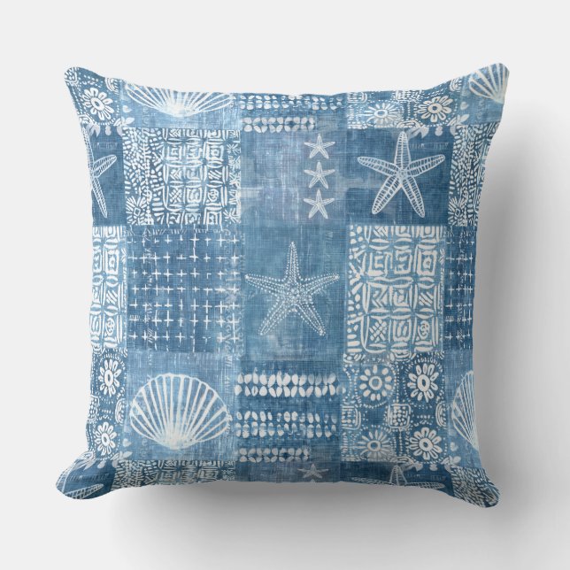 Almofada Travesseiro decorativo Costeiro Blue Boho (Frente)
