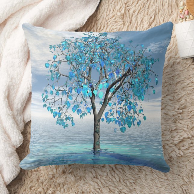 Almofada Travesseiro decorativo Crystal Blue Tree (Cobertor)