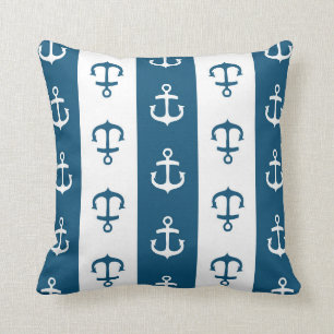 Almofada Travesseiro decorativo da âncora náutica dos azu