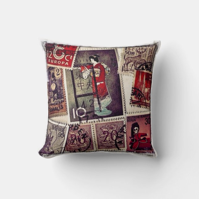 Almofada Travesseiro decorativo da coleção de selo (Frente)