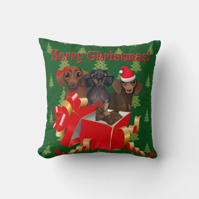 Almofada Travesseiro decorativo da Família Dachshund, Árvor (Frente)