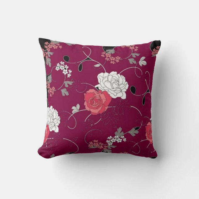 Almofada Travesseiro Decorativo da Flor Maroon (Frente)