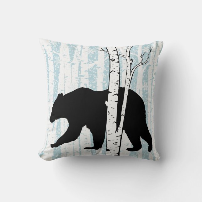 Almofada Travesseiro decorativo da Floresta do Urso Negro e (Frente)