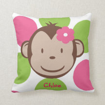 Travesseiro decorativo da menina do macaco da