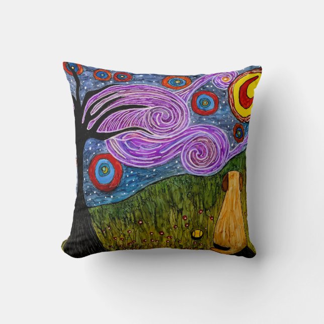 Almofada Travesseiro decorativo da Noite de Doggie Starry (Frente)