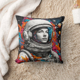 Almofada Travesseiro decorativo da Rapariga do Astronauta -