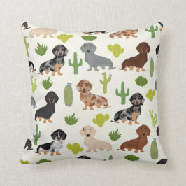 Almofada travesseiro decorativo Dachshund cactus design