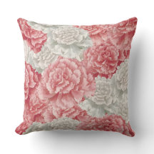Travesseiro decorativo das Flores do Cravo Pastel