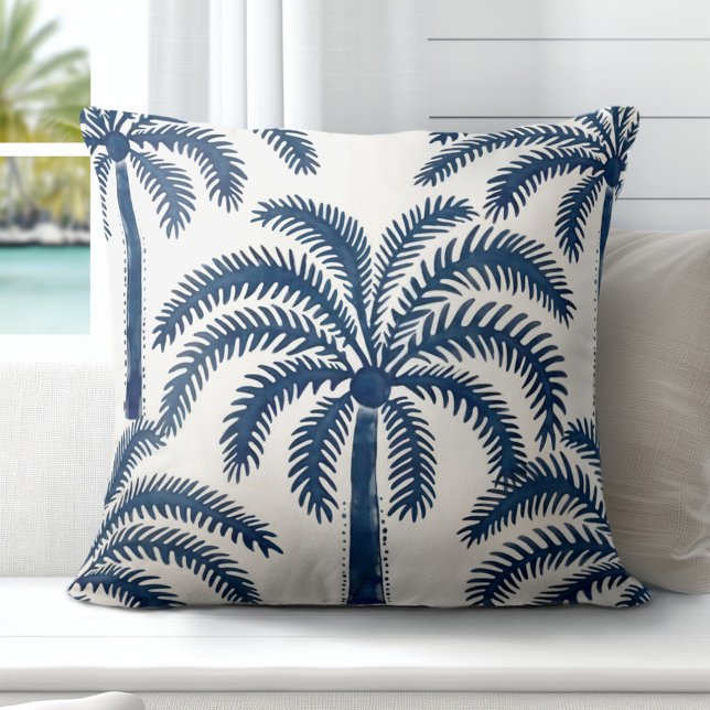 Almofada Travesseiro decorativo das Palmeiras (Elevate Your Décor: Discover our Elegant Coastal Throw Pillows in Blue & White)