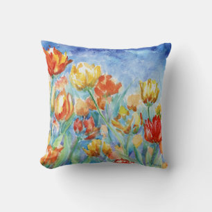 Almofada Travesseiro decorativo das Tulipas Amarelas e Verm