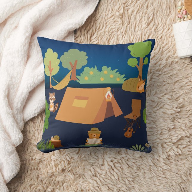 Almofada Travesseiro decorativo de acampamento de animais d (Cobertor)