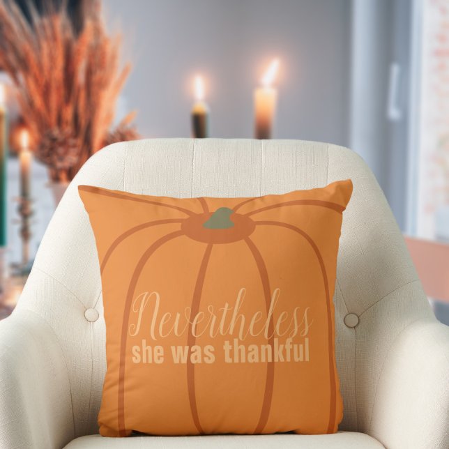 Almofada Travesseiro decorativo de Ação de Graças Moderno L (Nevertheless, she was thankful . Cute throw pillow for your thanksgiving holiday decor)