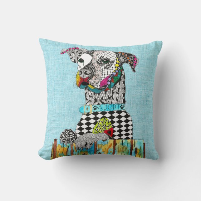 Almofada Travesseiro decorativo de Adoção de Cães Corajoso  (Frente)