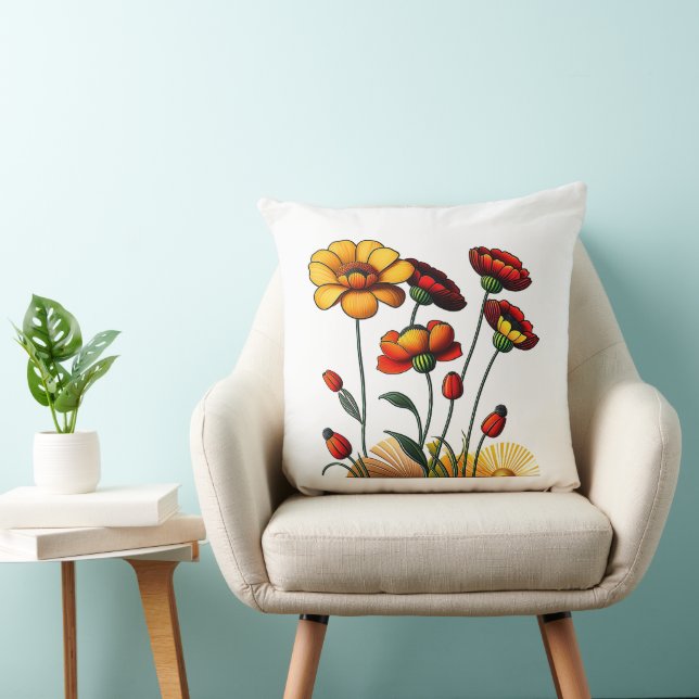 Almofada Travesseiro decorativo de algodão das flores de ve (Cadeira)