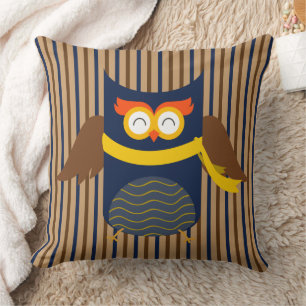 Almofada Travesseiro decorativo de algodão Stripey Owl, 20
