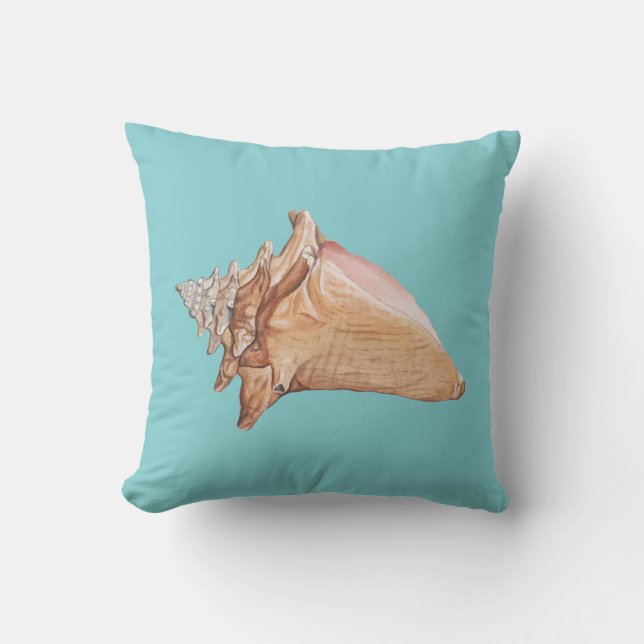 Almofada Travesseiro decorativo de Aqua Conch Motif Costeir (Frente)