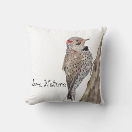 Almofada Travesseiro decorativo de aquarela de pica-pau