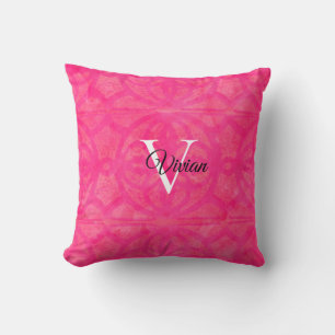 Almofada Travesseiro decorativo de Aquarela Rosa Brilhante