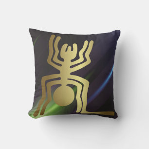 Almofada Travesseiro decorativo de Aranhas Douradas do Peru