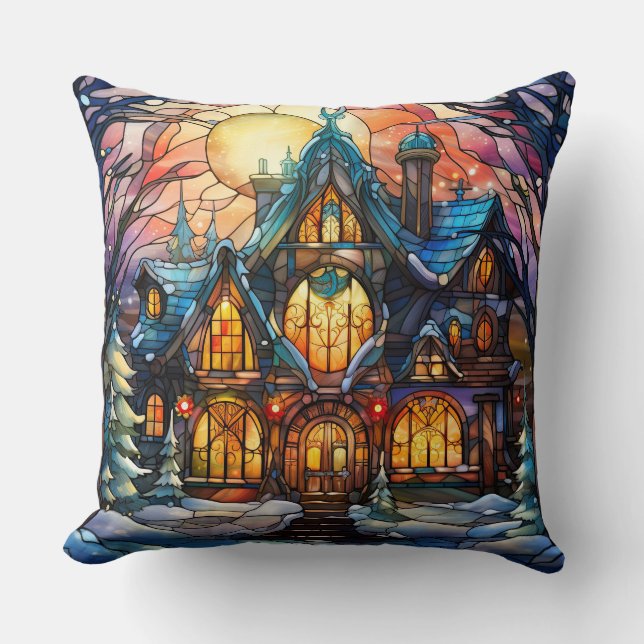 Almofada Travesseiro decorativo de Arte de Vidro Estreito - (Frente)