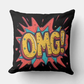 Almofada Travesseiro Decorativo de Arte Pop “OMG!” de Quadr