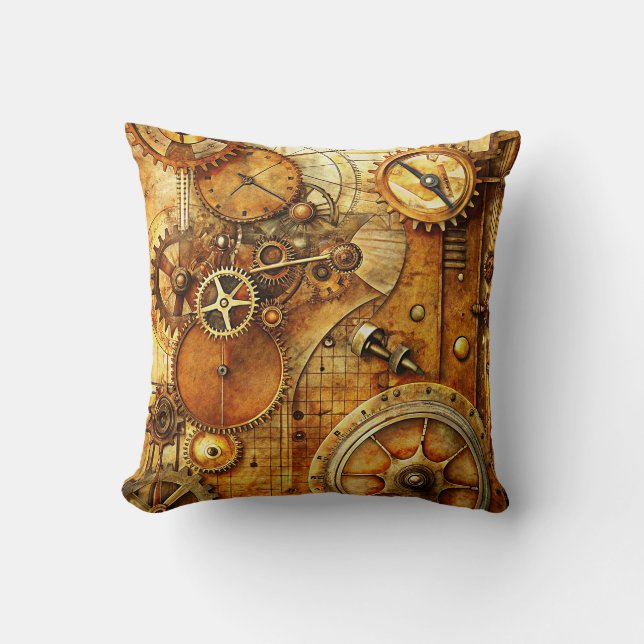 Almofada Travesseiro decorativo de arte Steampunk (Frente)