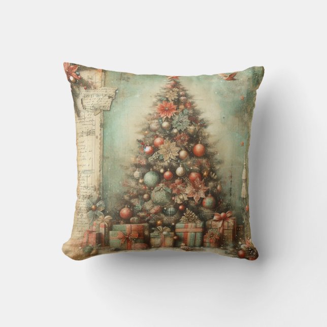 Almofada Travesseiro decorativo de Árvore de Natal Clássica (Frente)