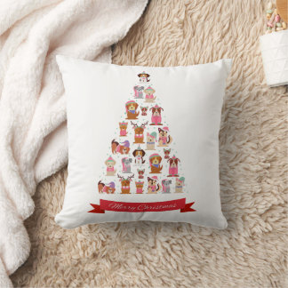 Almofada Travesseiro decorativo de Árvore de Natal de Cães 