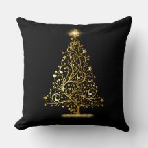 Travesseiro decorativo de Árvore de Natal Dourado