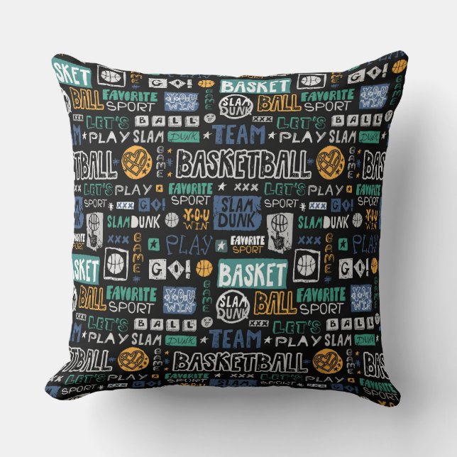 Almofada Travesseiro decorativo de basquete 20" x 20" (Frente)