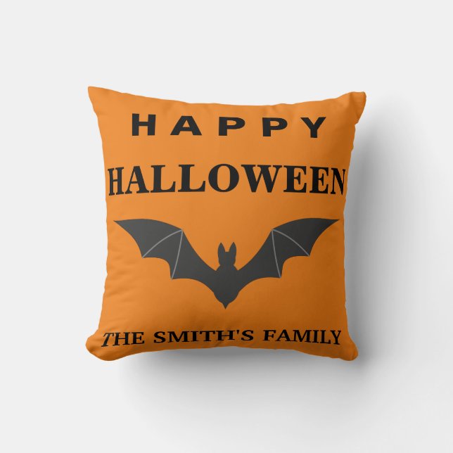 Almofada Travesseiro decorativo de Bat Feliz Halloween Pers (Frente)