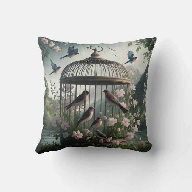 Almofada Travesseiro decorativo de Birdcage do chique (Verso)