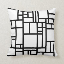 Travesseiro decorativo de blocos preto e branco