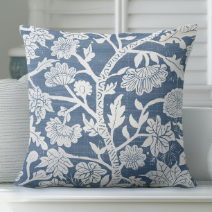 Almofada Travesseiro decorativo de Boho Costeiro Azul e Bra