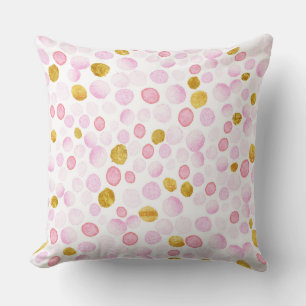 Almofada Travesseiro decorativo de Bolinhas rosa e Dourada
